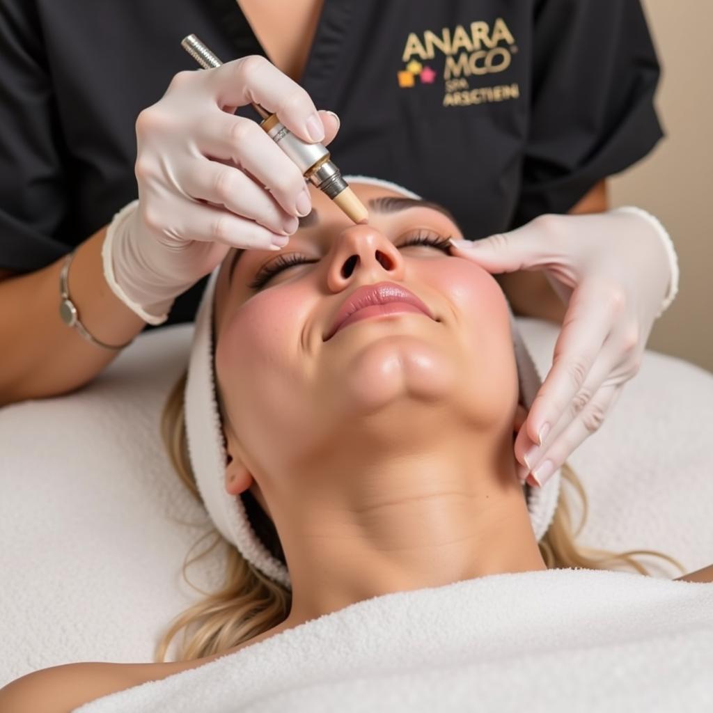 Close-up of a facial treatment at Anara Med Spa