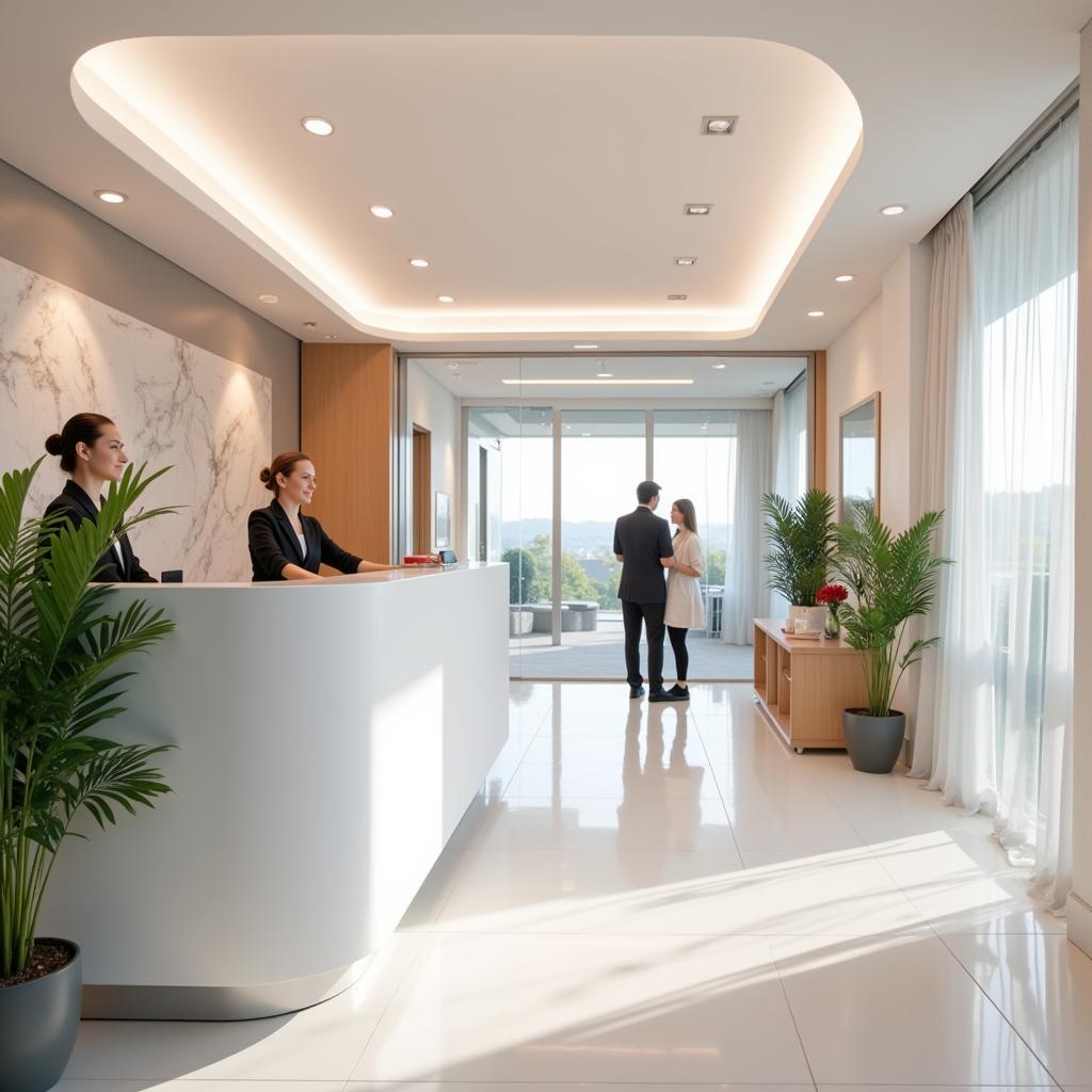 Modern and welcoming reception area of an anew medical spa