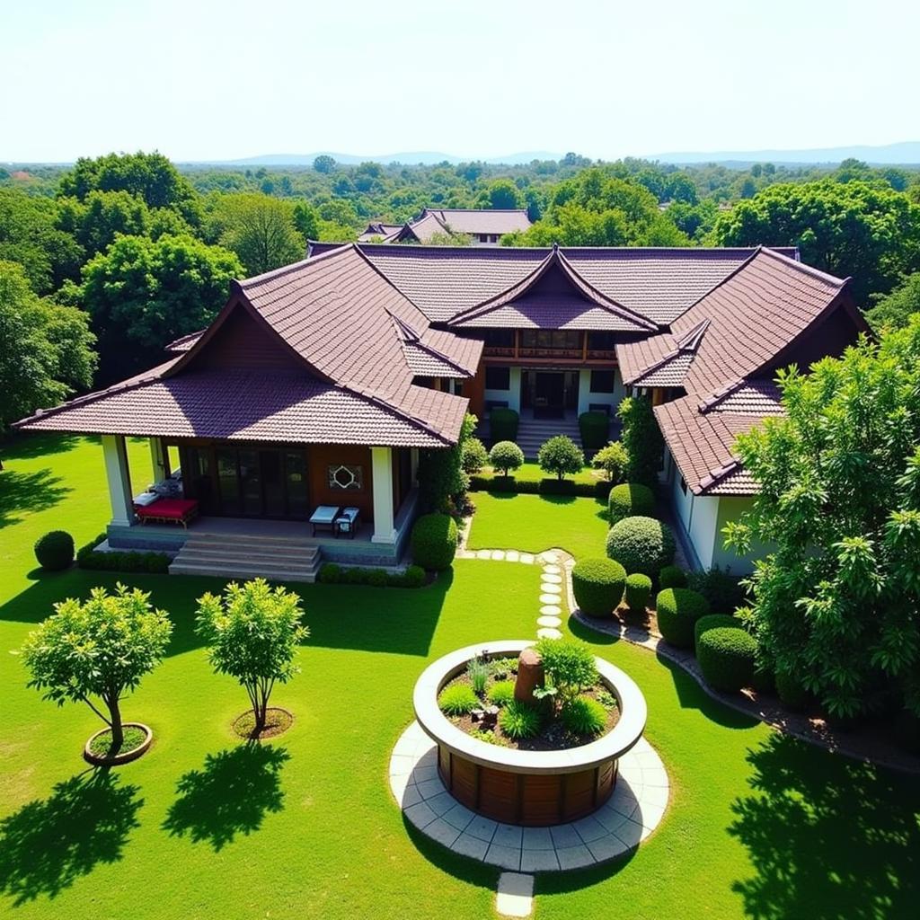 Exterior view of Angkor Village Resort and Spa, showcasing traditional Khmer architecture and lush landscaping