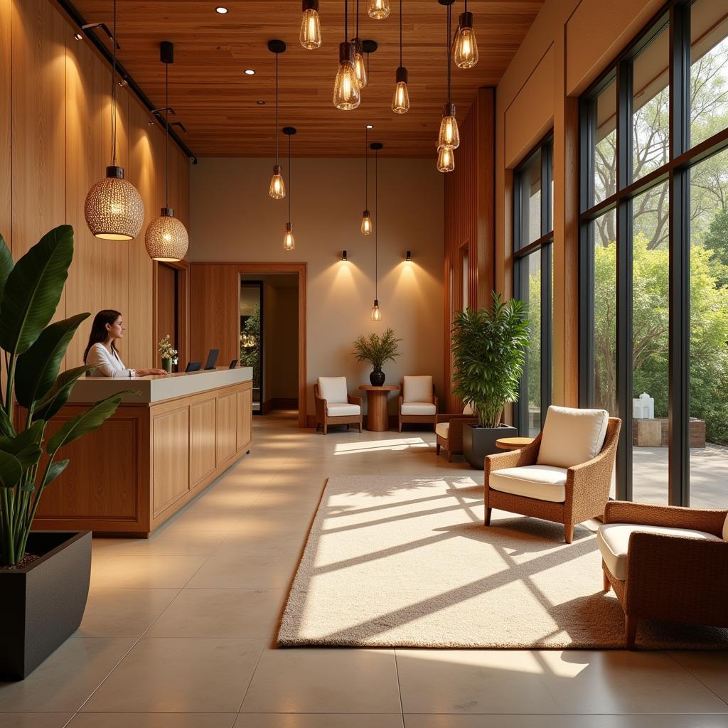 Arca SGR Spa's welcoming reception area with calming decor and friendly staff.