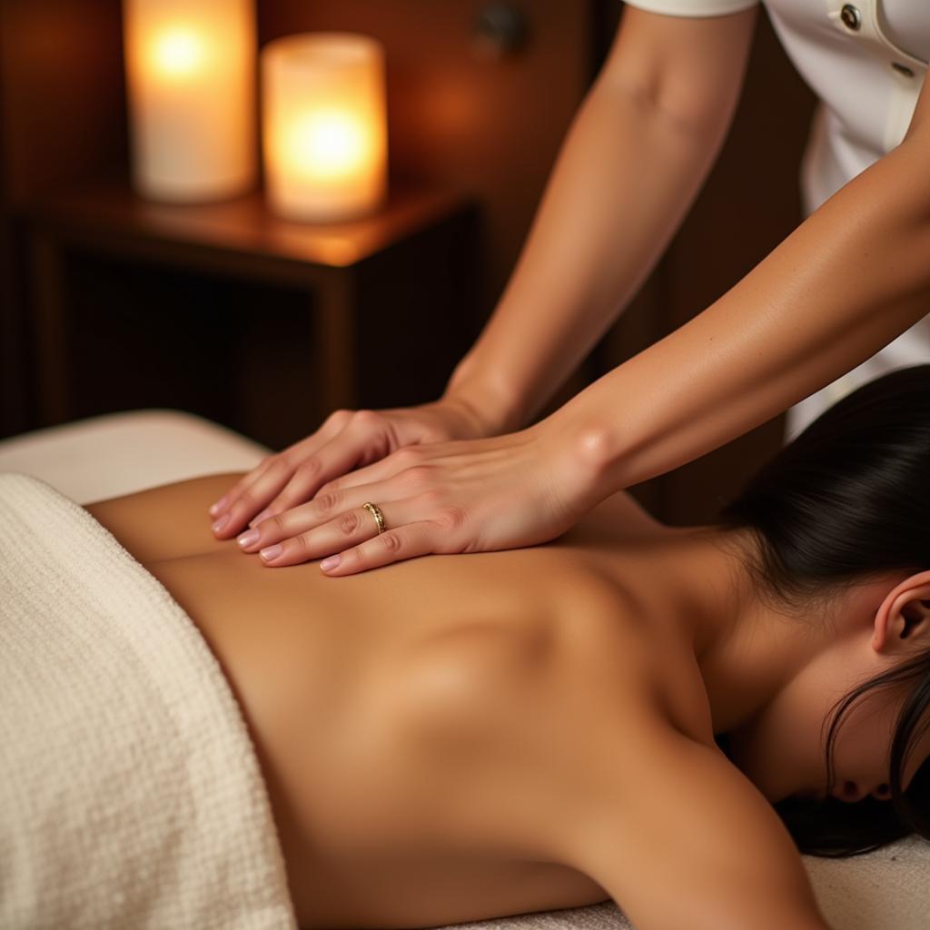 A skilled therapist performing a traditional Korean massage at Arirang Lombok Spa.