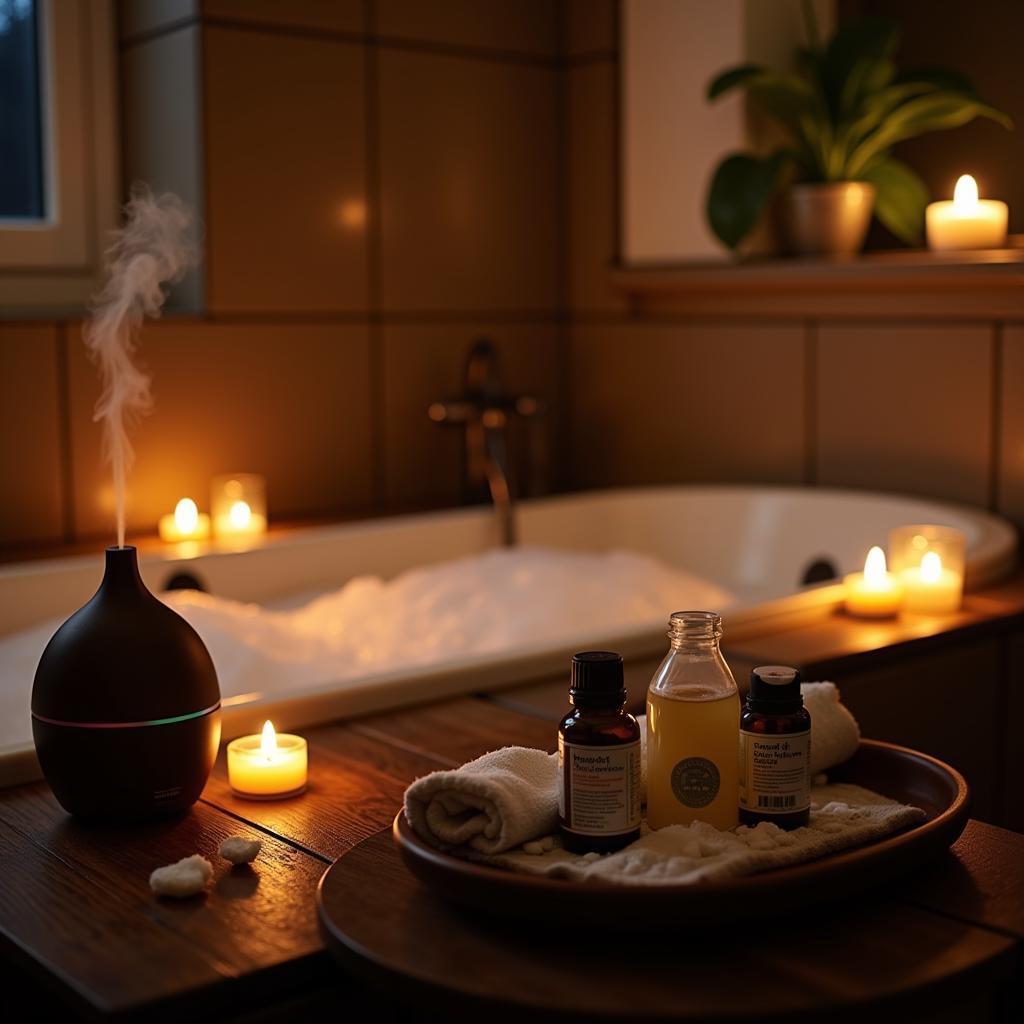 Relaxing Aroma Home Spa Setup