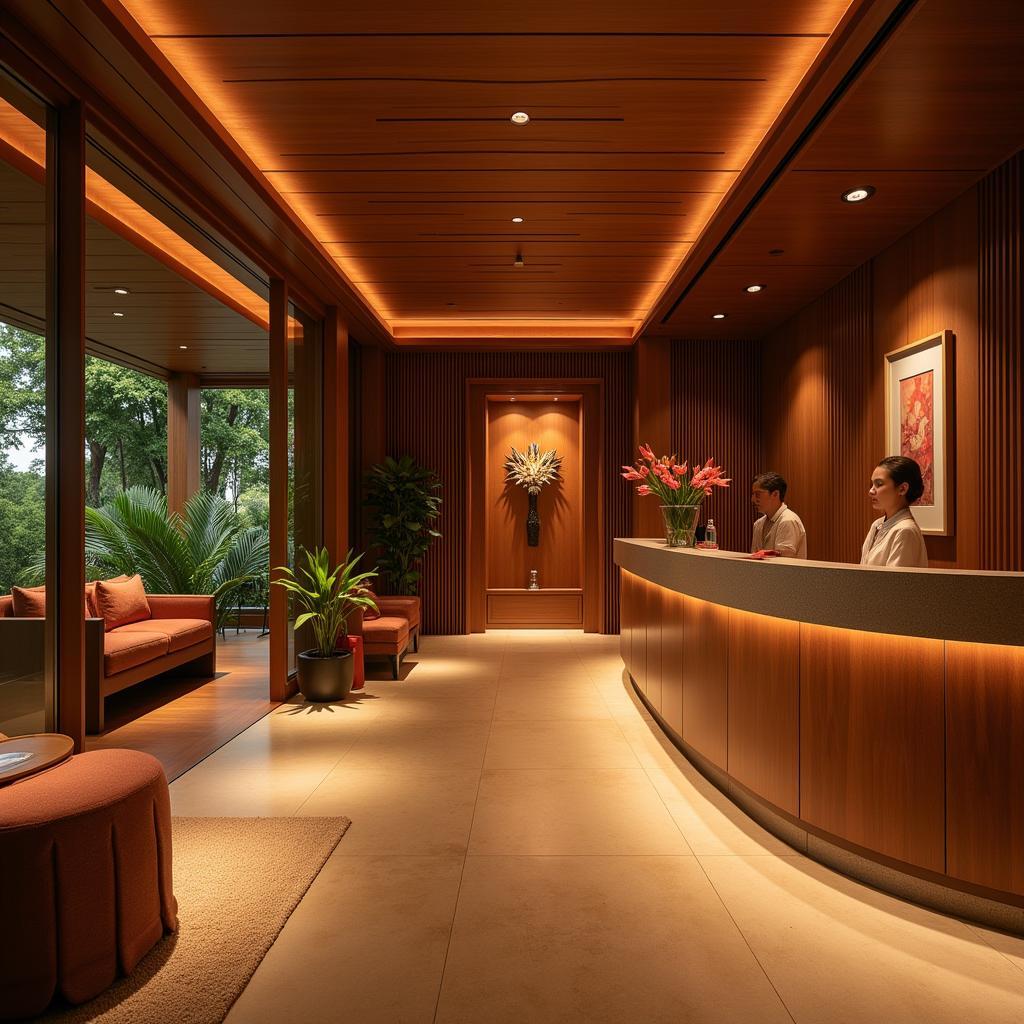 Serene reception area of Aroma Thai Day Spa at Lulu Mall