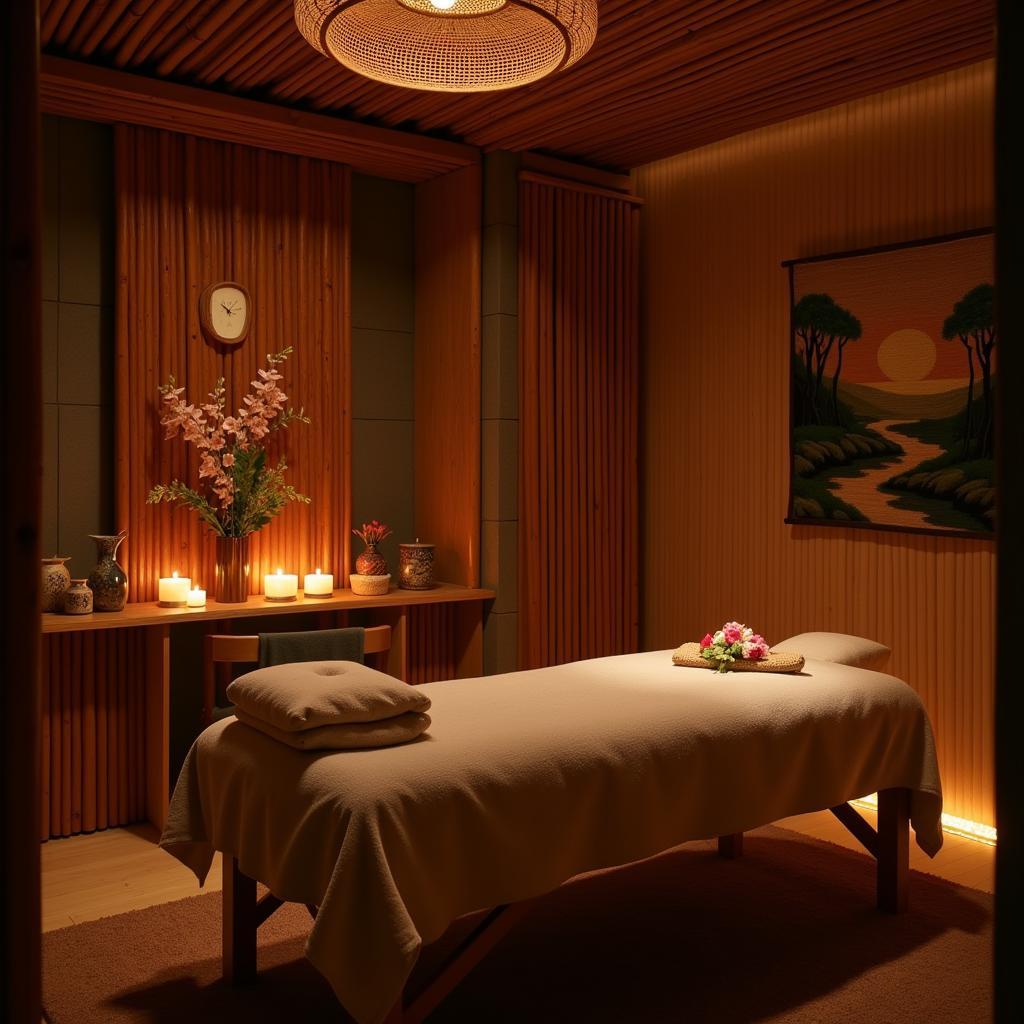 Tranquil Asian Spa Treatment Room with Natural Elements