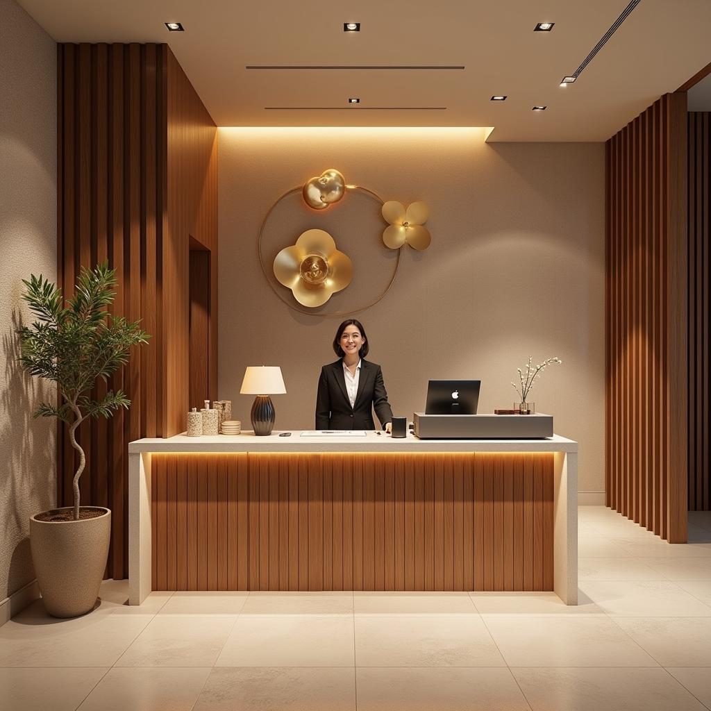 Serene reception area of Atoms Spa in Indore, showcasing the blend of Korean aesthetics and modern design