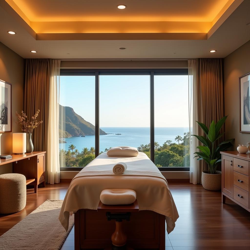 Aum Spa treatment room with ocean view