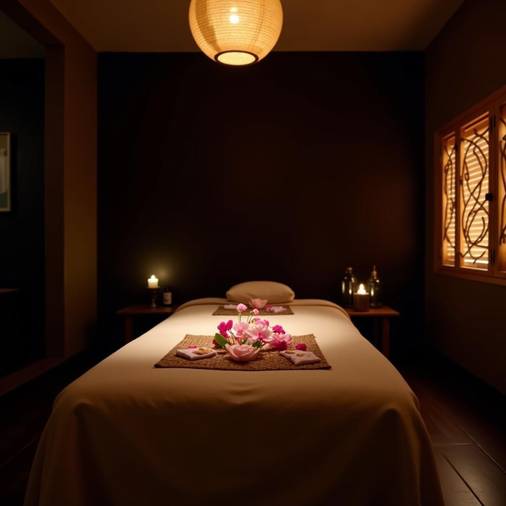 Tranquil treatment room at Aura Thai Spa in Ludhiana