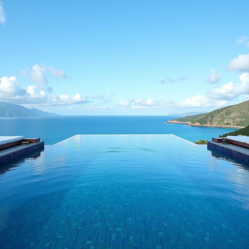 Infinity pool overlooking the ocean at Aurora Luxury Hotel & Spa