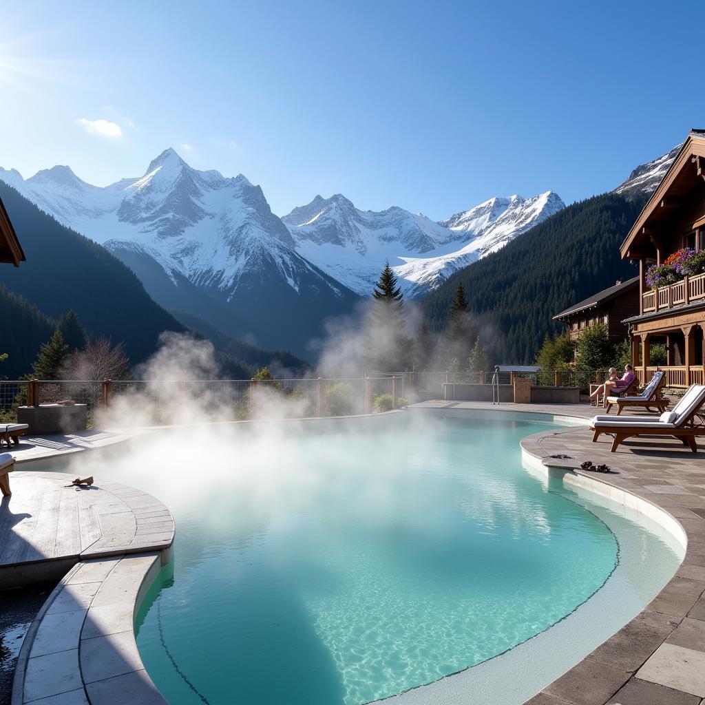 Relaxing at an Austrian spa with stunning mountain views