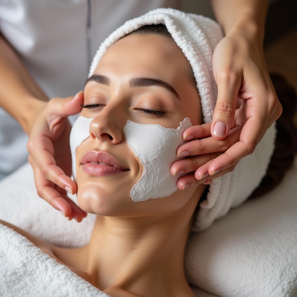 Close-up of a relaxing facial treatment being performed at Avalon Spa Fredericton.