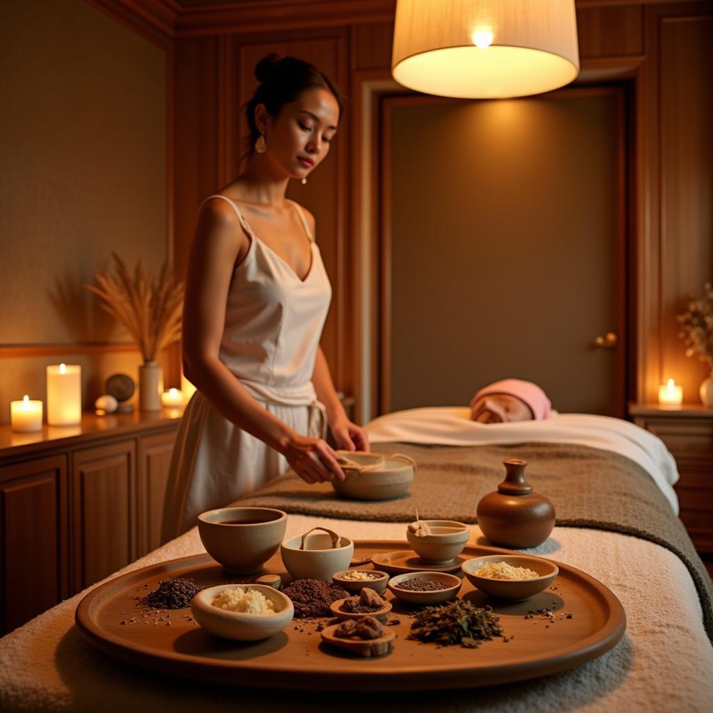 Ayurvedic Spa Treatment Scene