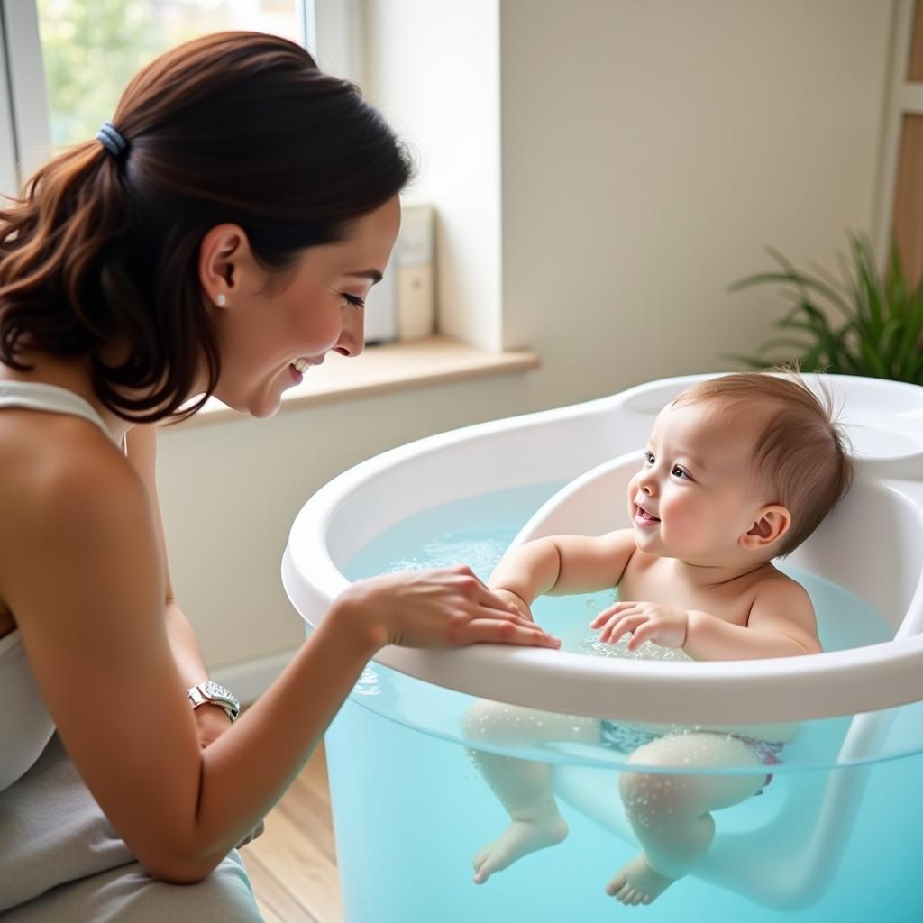 Parent bonding with their baby during a baby spa session in Rowville.