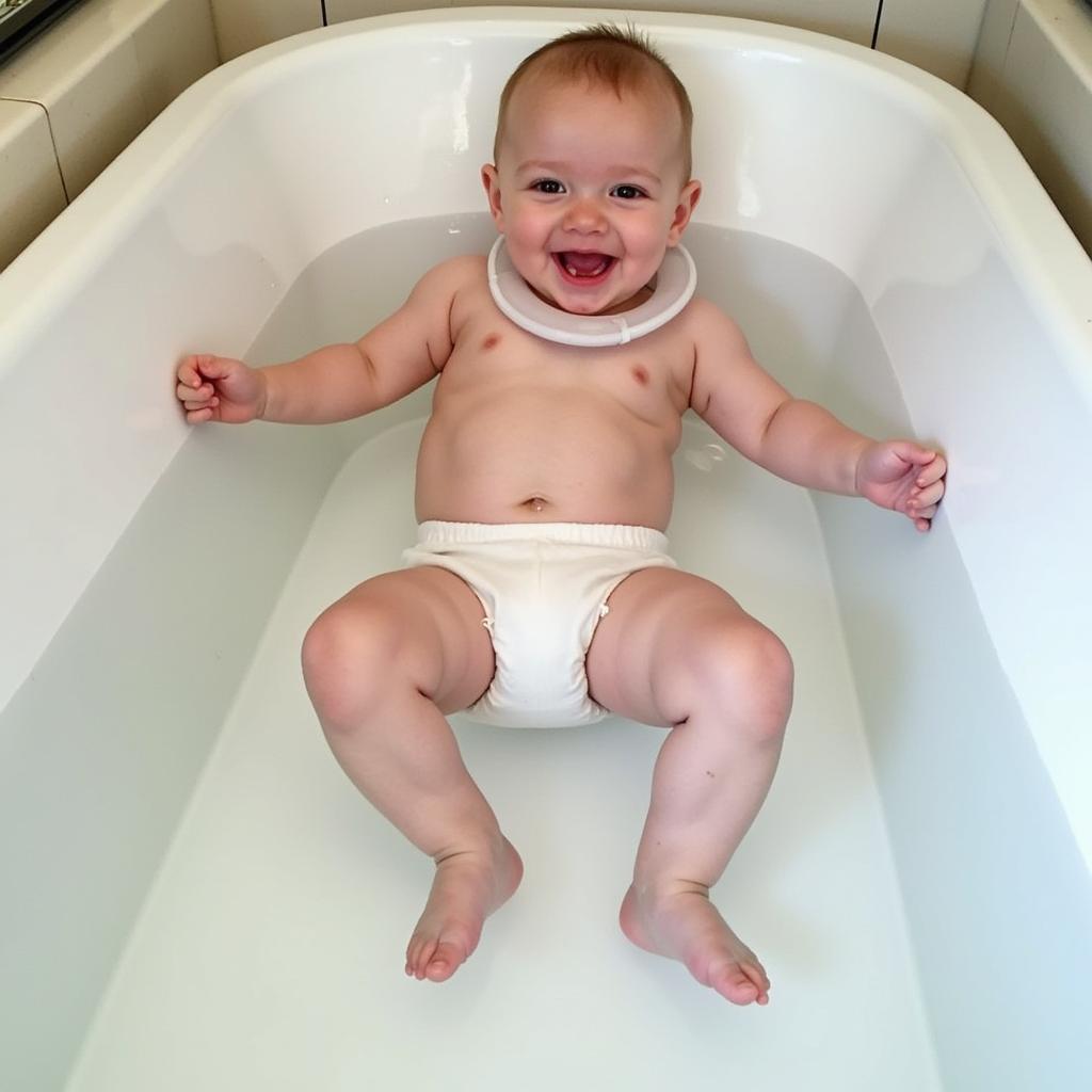 Baby enjoying a water therapy session at a baby spa in Perth