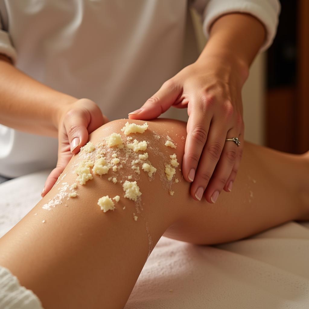 Exfoliation process during a body spa treatment