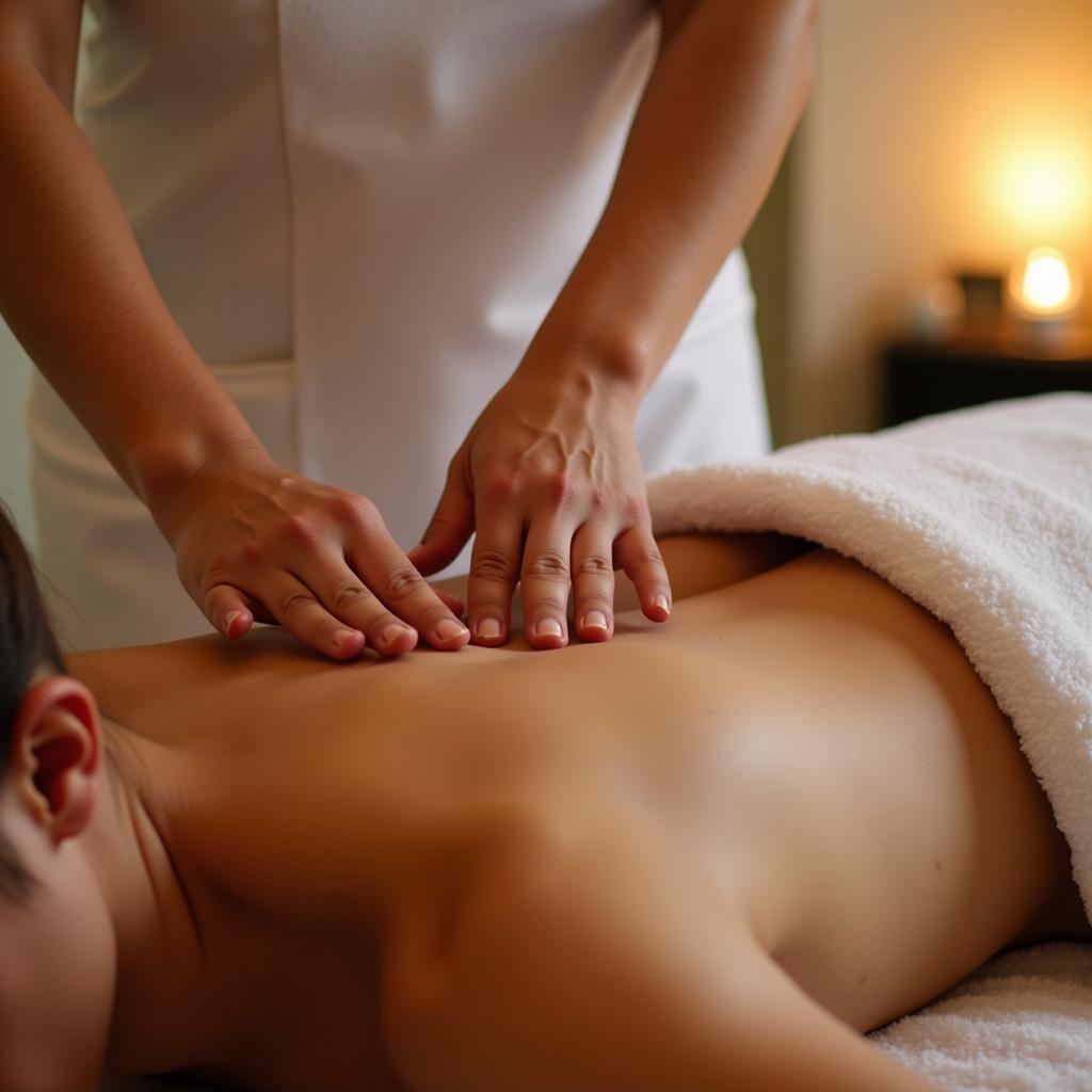 Close-up of hands performing a massage at a Budapest spa