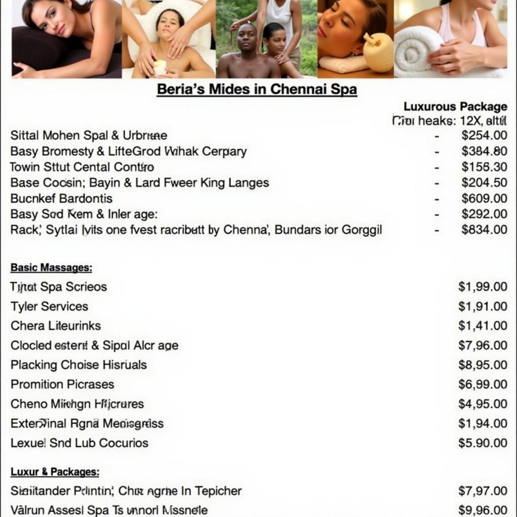 Chennai Spa Price List Options