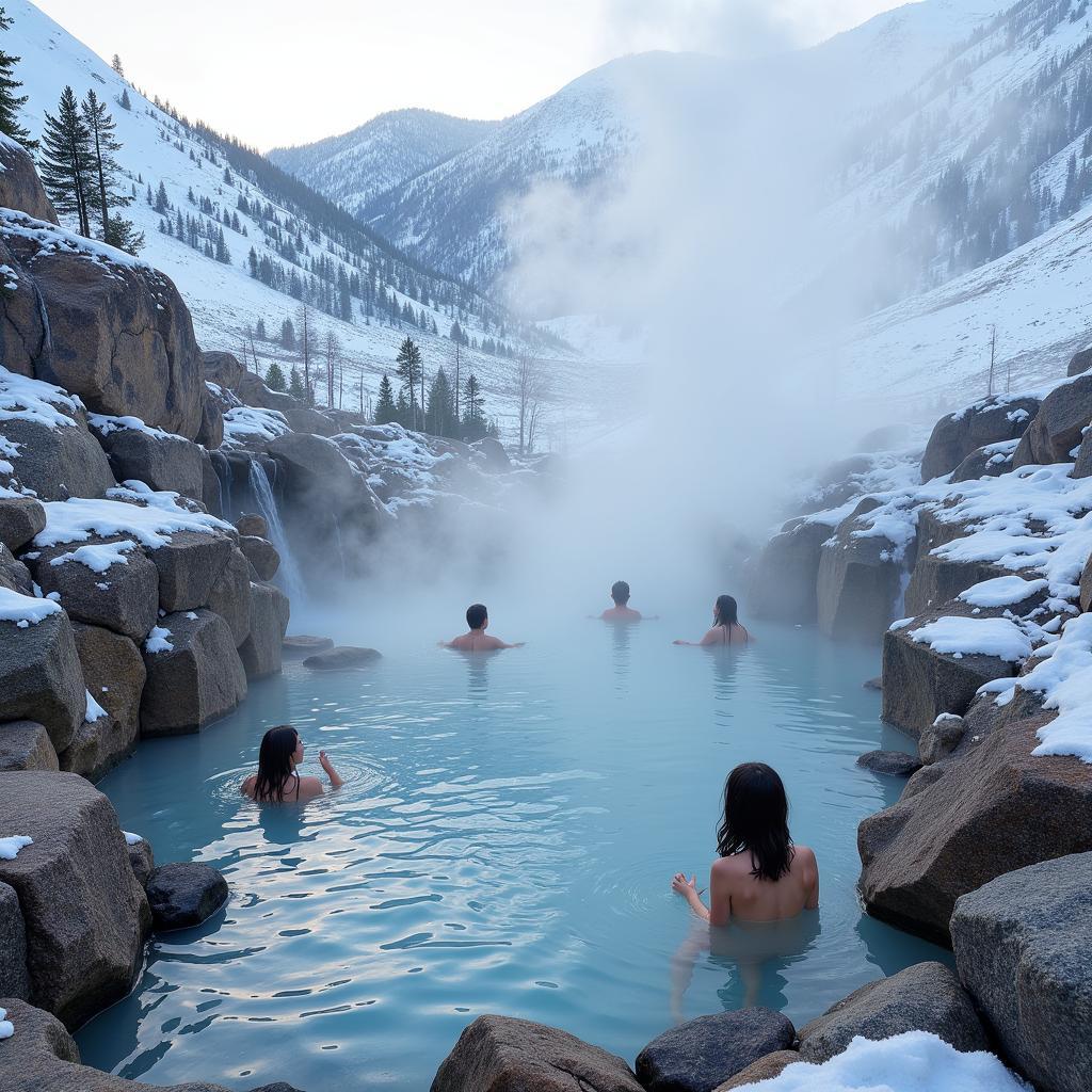 Soaking in natural hot springs at a Colorado spa