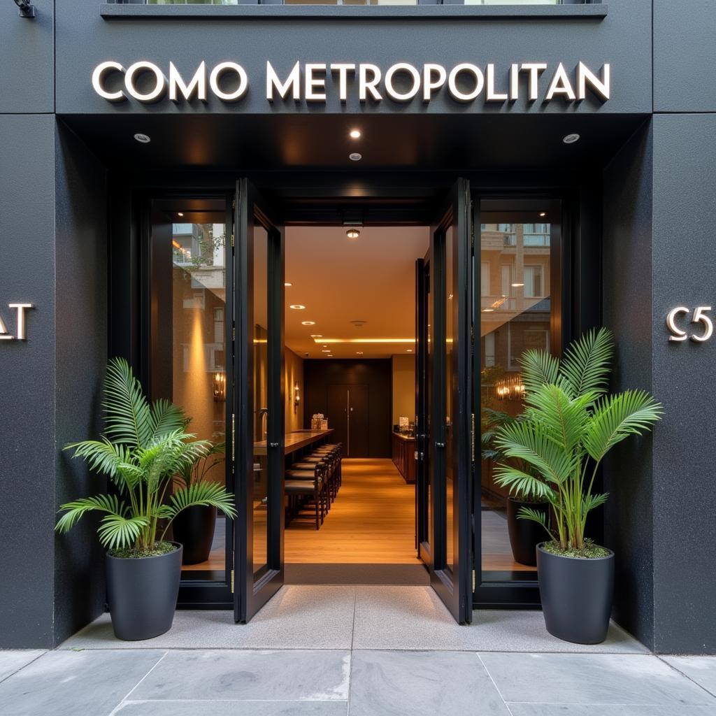 Modern and stylish exterior of Como Metropolitan Bangkok Spa in the heart of the city.