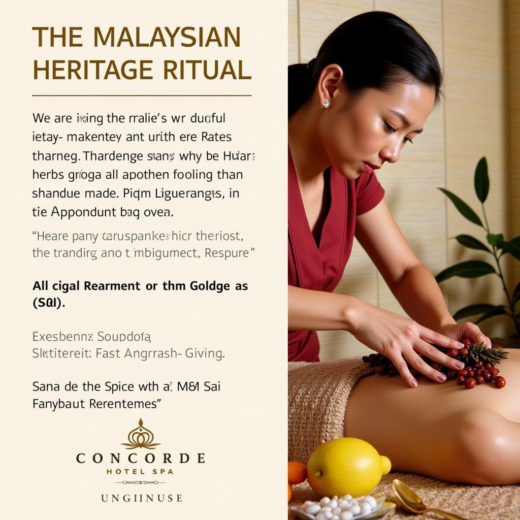 Concorde Hotel Spa KL Malaysian Heritage Ritual