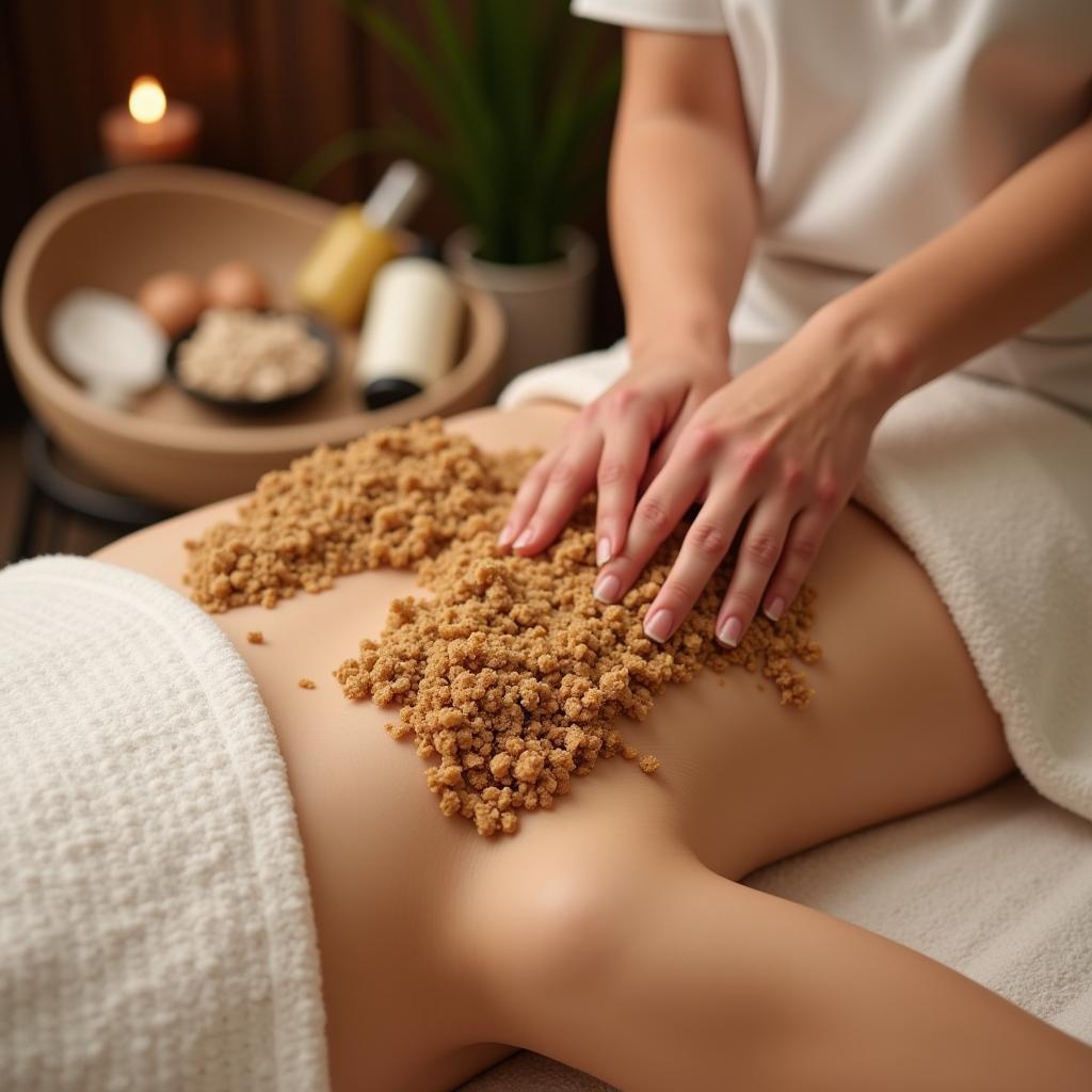 Traditional Korean body scrub treatment at Corob Spa.