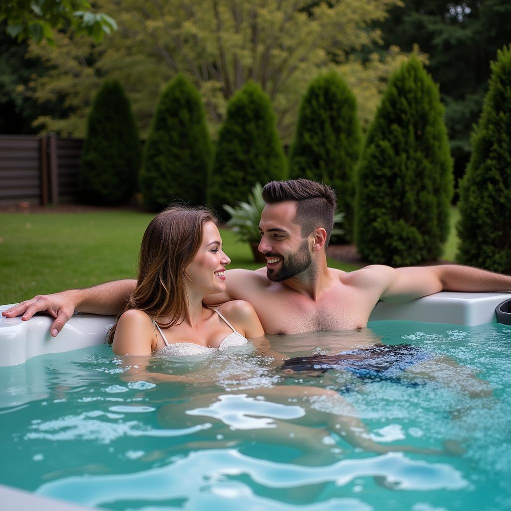 Couple Relaxing in Spa Pool