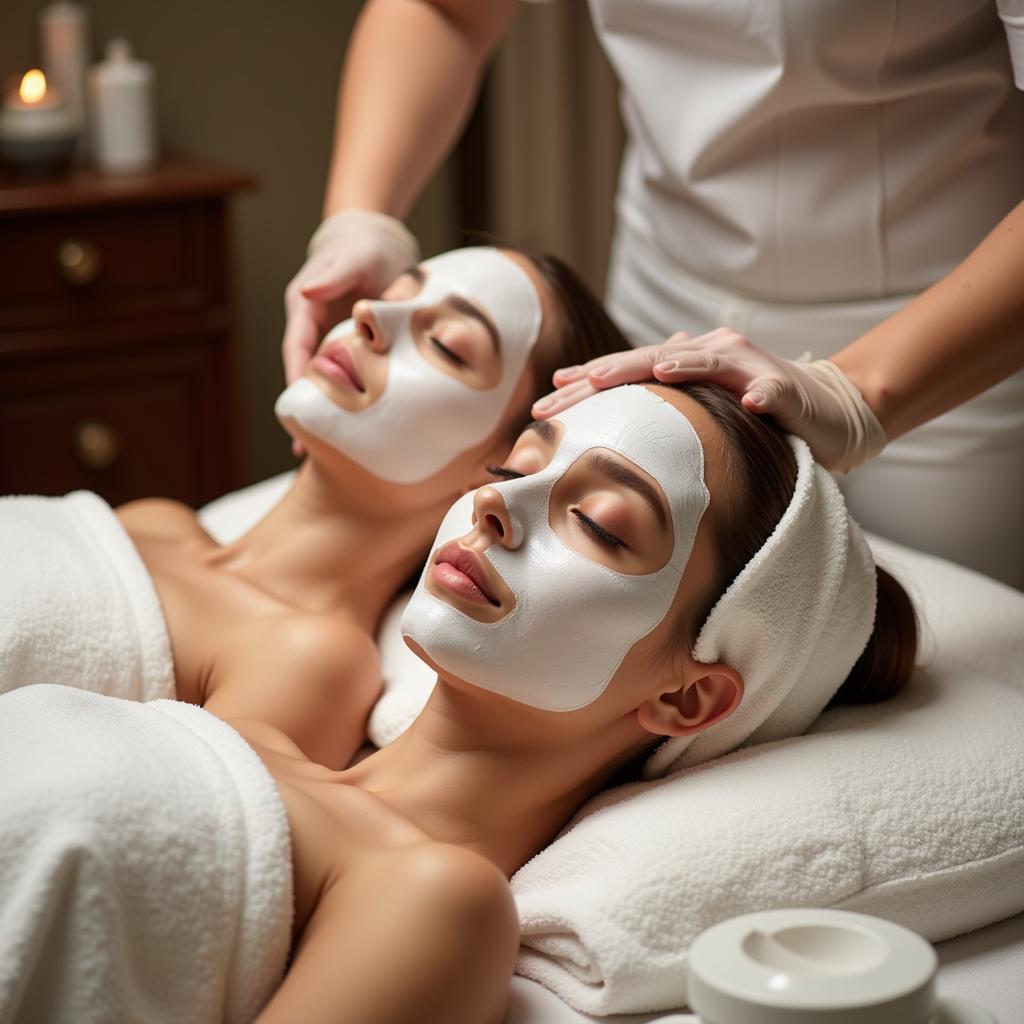 Couple receiving facials at a spa in Noida