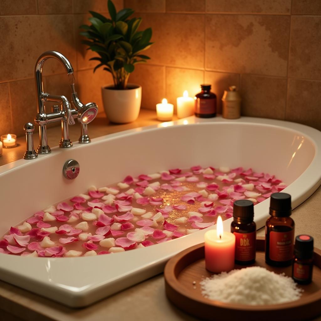 Setting up a relaxing spa environment at home.