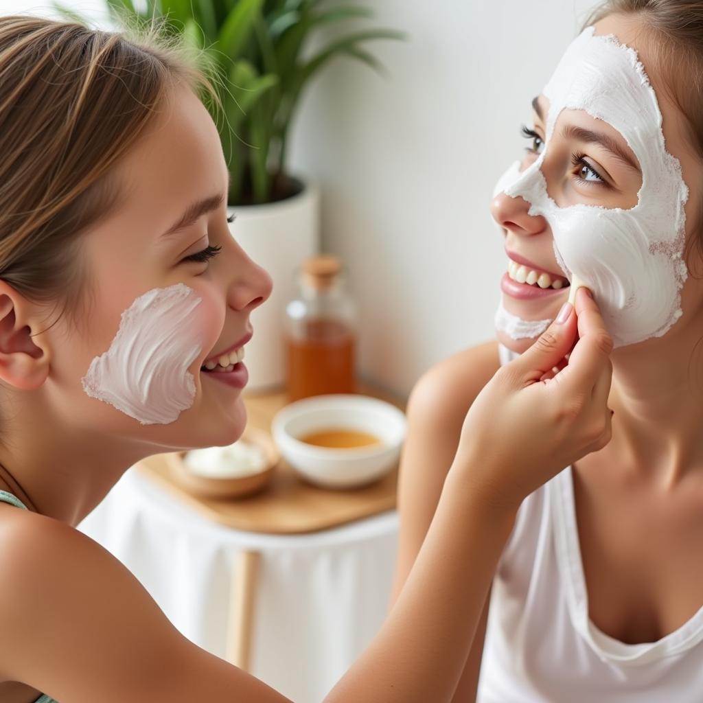 Applying a DIY yogurt and honey face mask