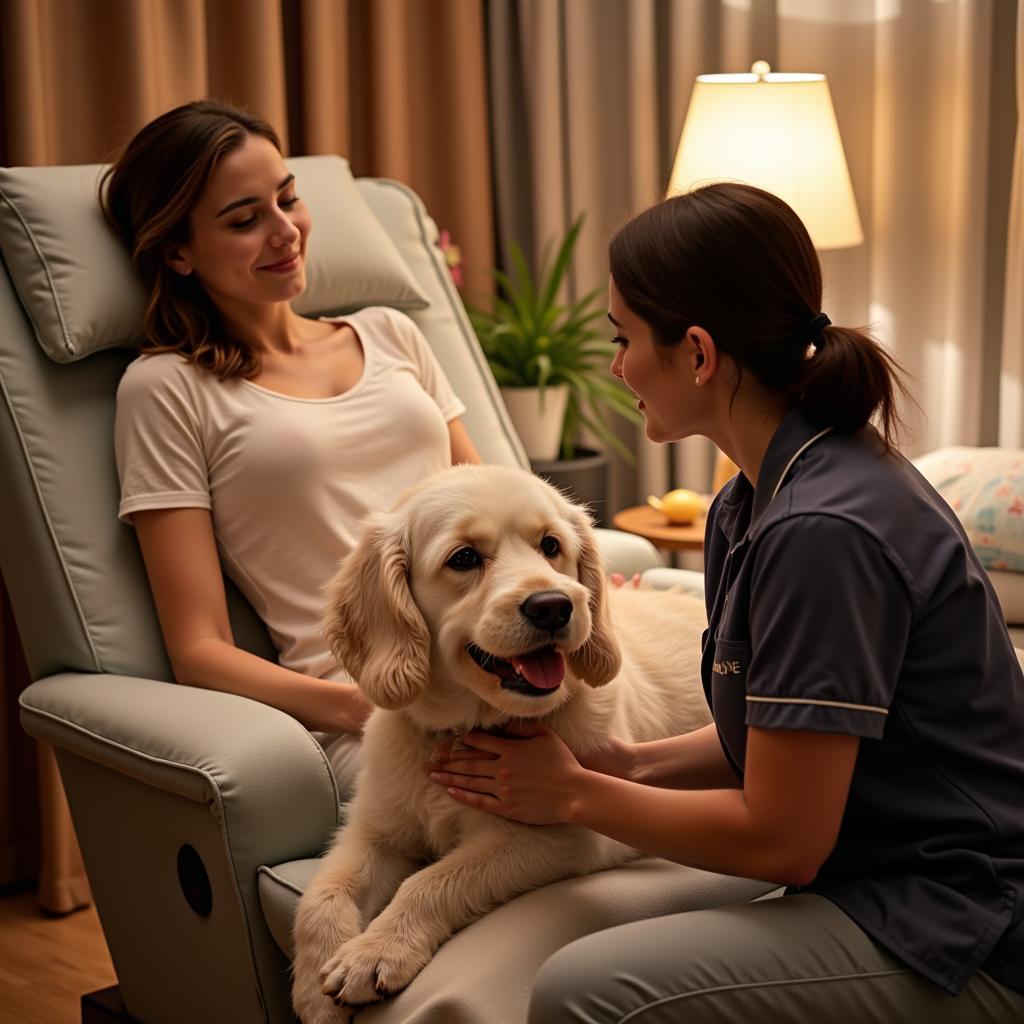 Dog and Human Enjoying a Spa Treatment Together