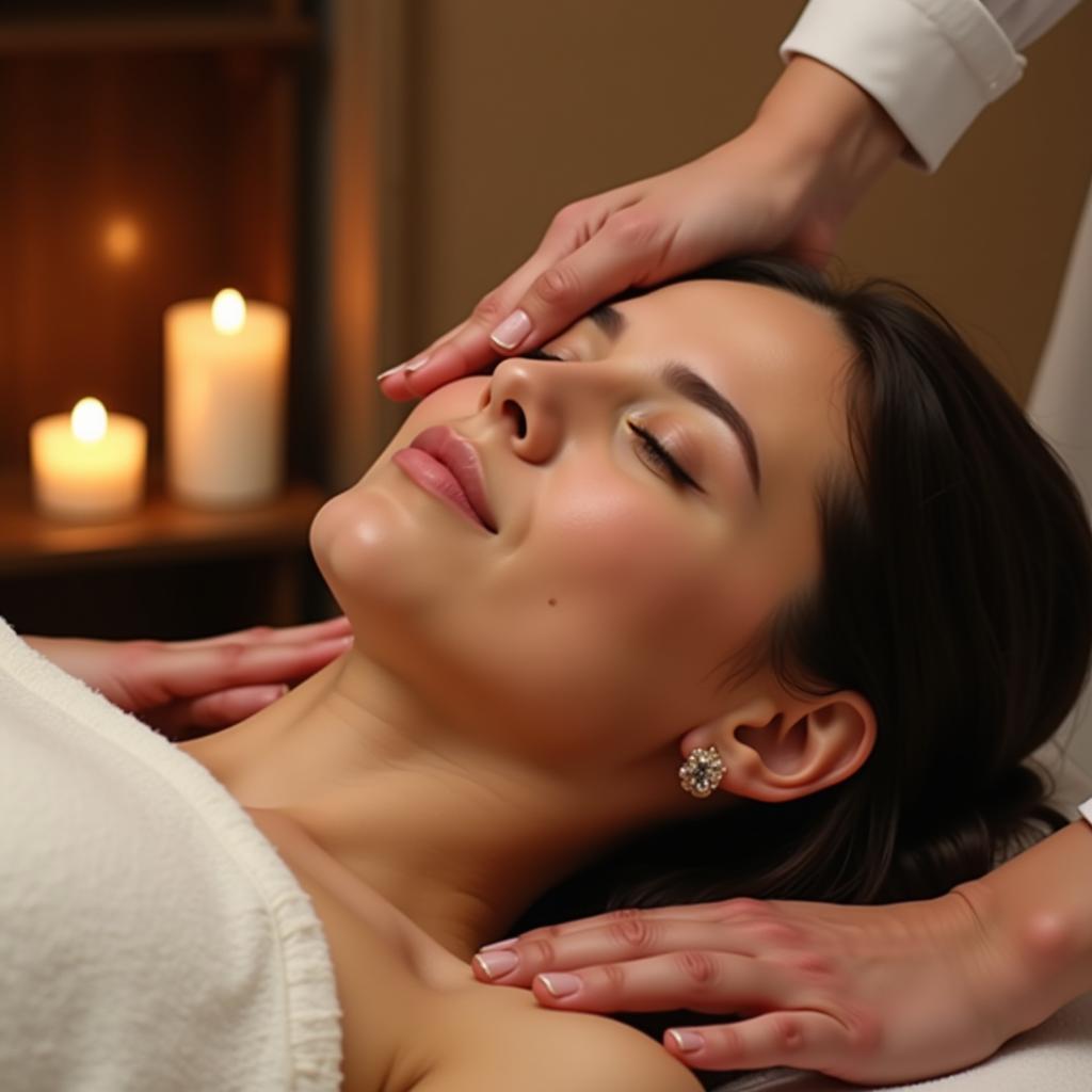 Woman enjoying a relaxing massage at Eden Nails and Spa