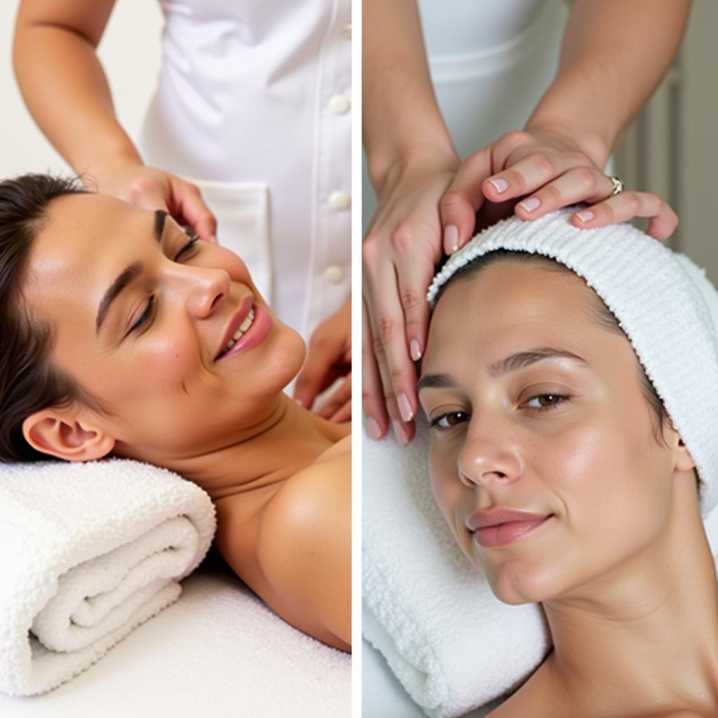 Essentials Spa treatment options including massage and facial