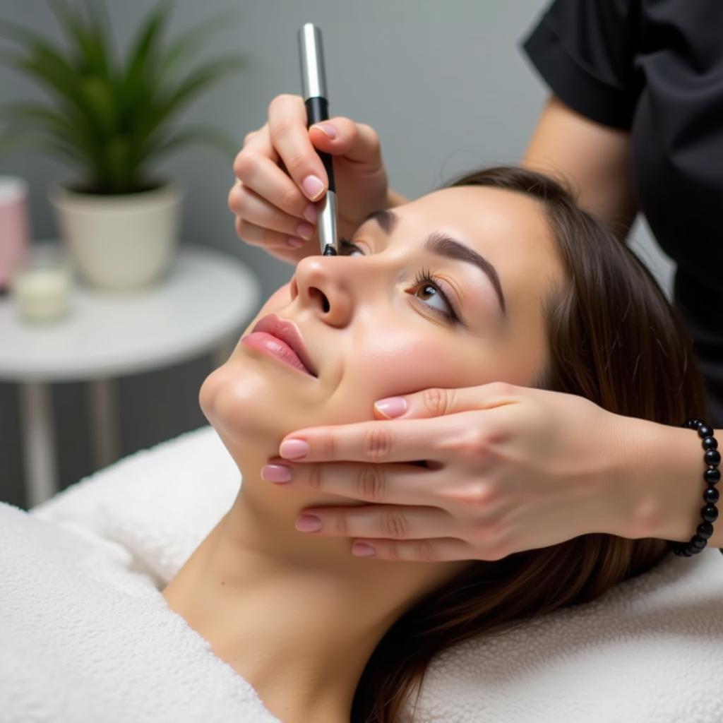 A client receiving a facial treatment in a femina salon and spa