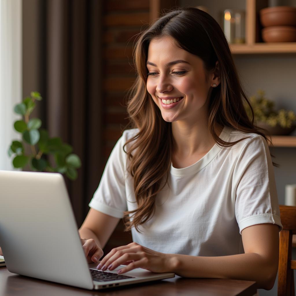 Woman researching spa massage therapy options