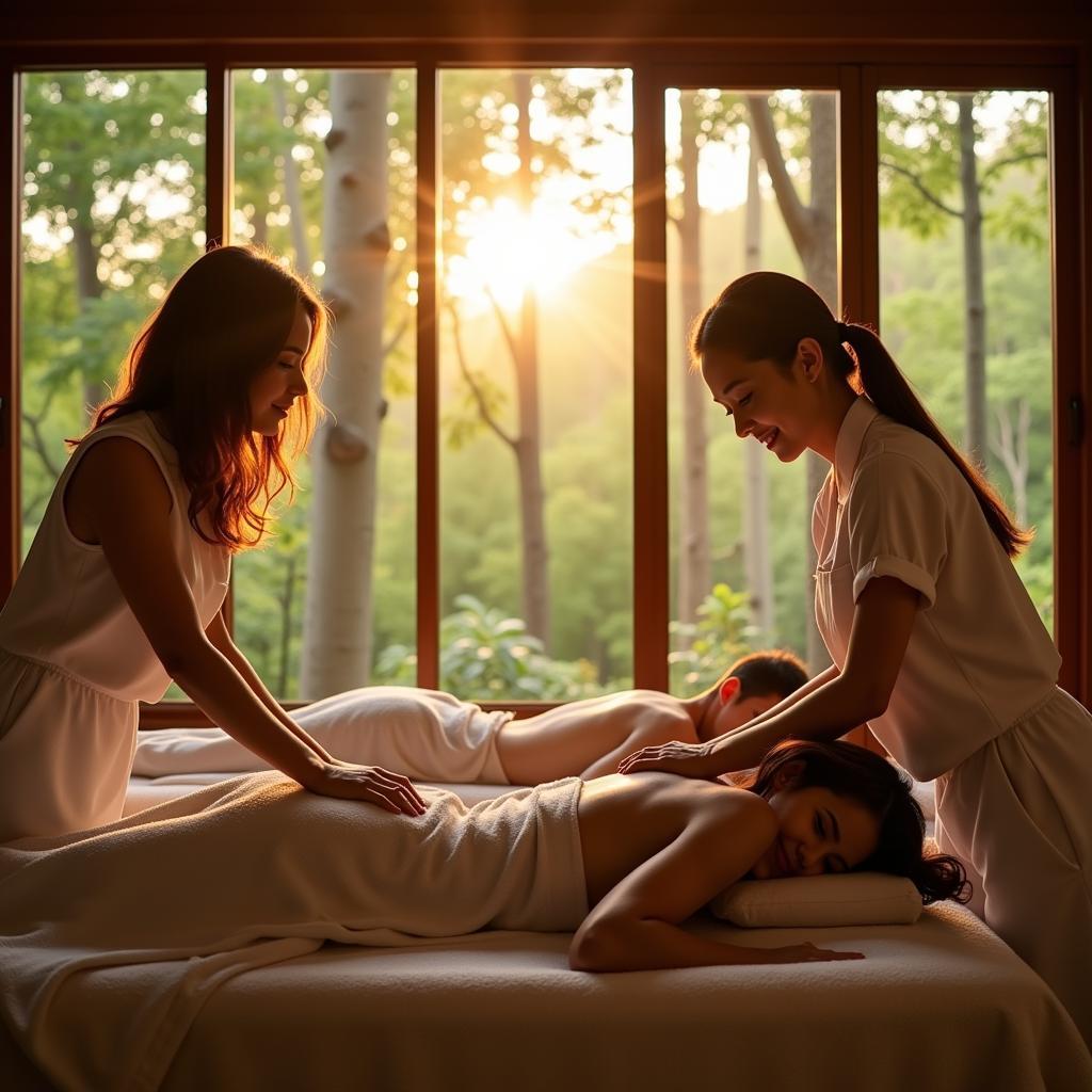 Couple Enjoying Massage at Forest Resort Spa