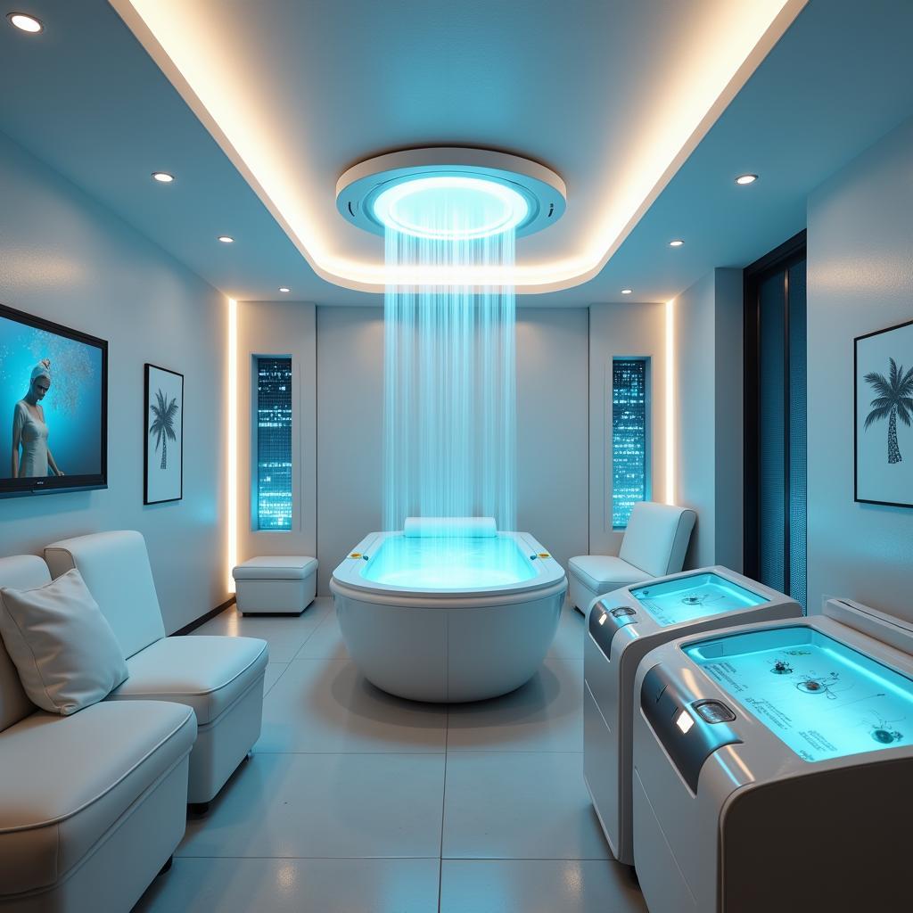 Futuristic spa room with aeromechanical technology