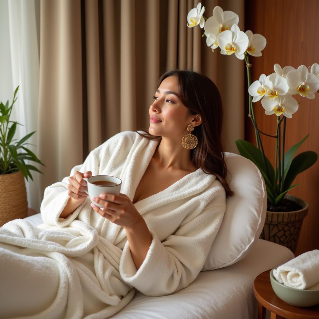 Woman relaxing at a golden crown spa