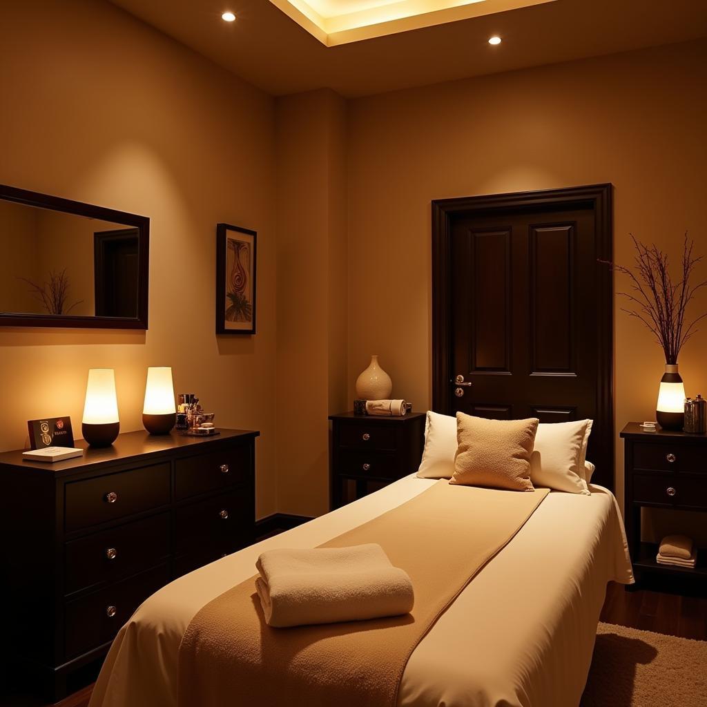 Luxurious golden crown spa treatment room