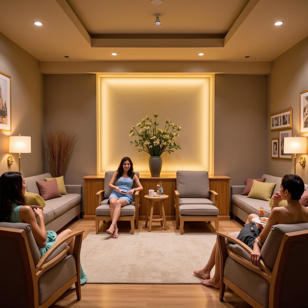 Tranquil Relaxation Area at a Golden Landmark Spa