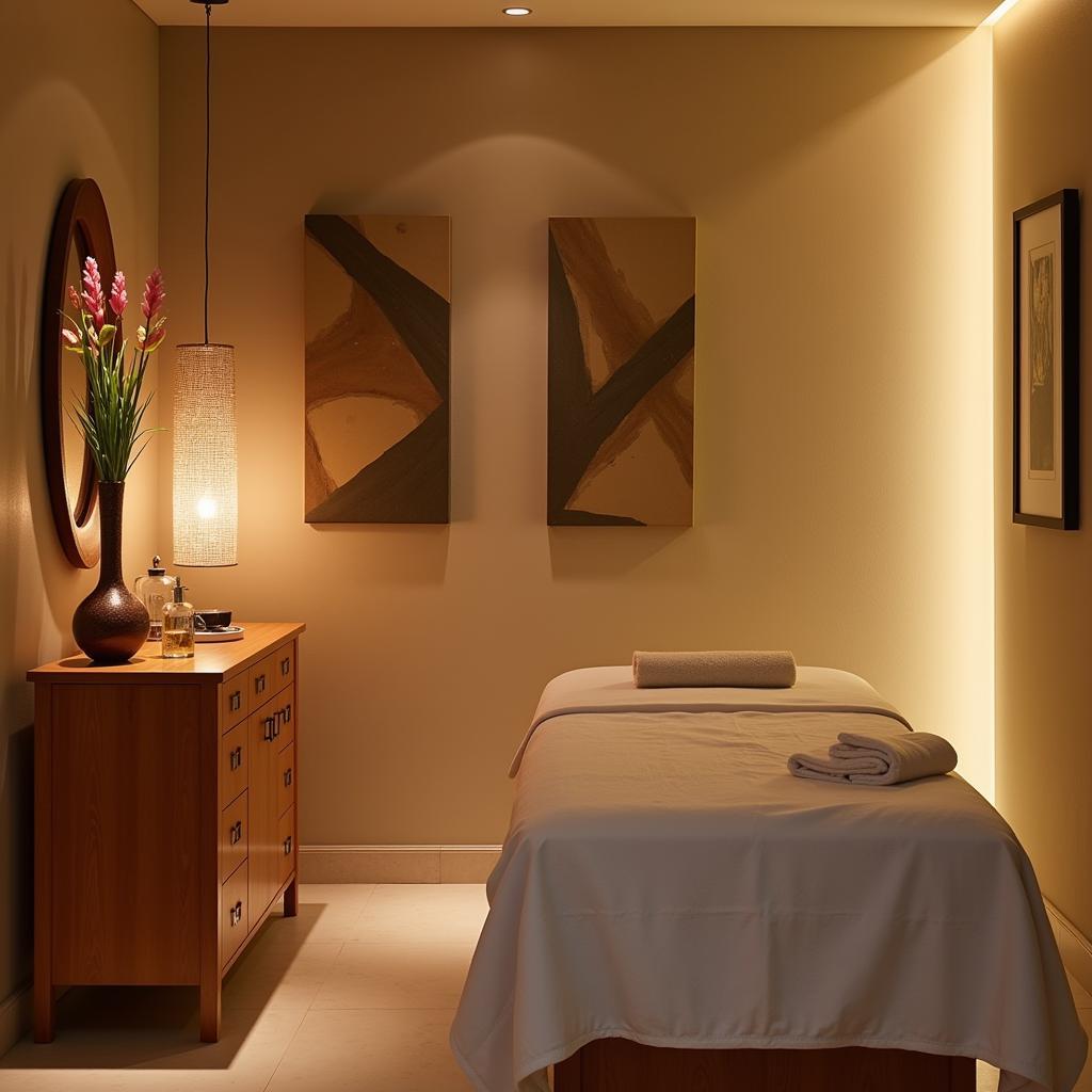 Serene spa treatment room at Golkonda Resort