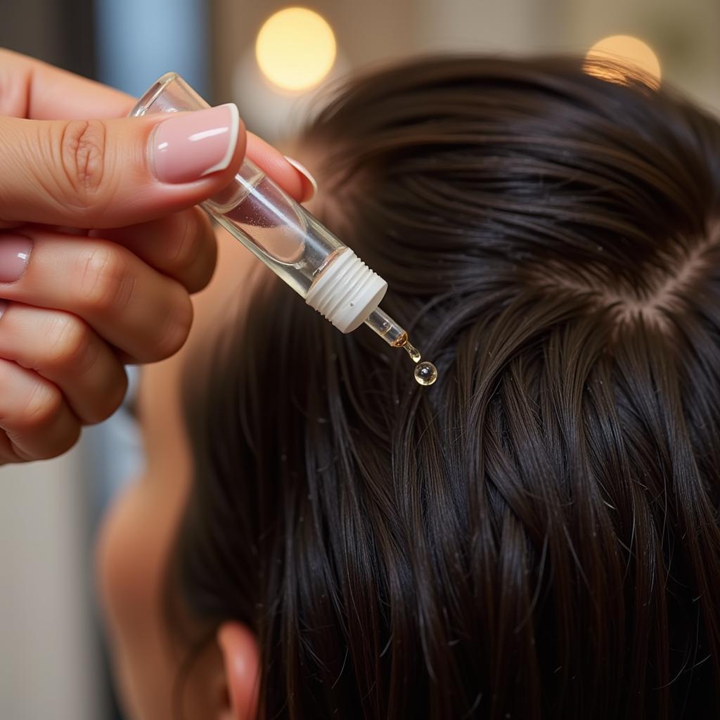 Applying a hair spa ampoule