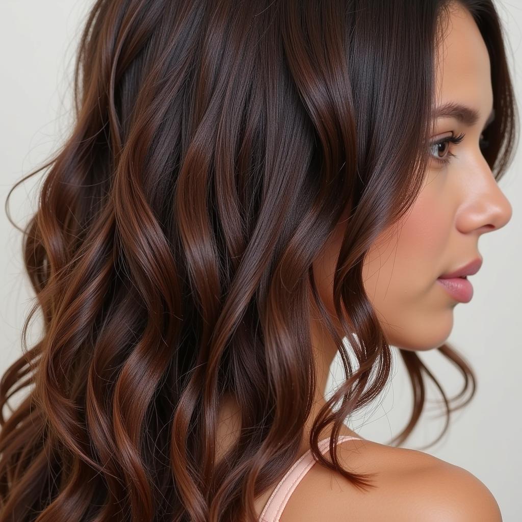 Close-up of healthy, shiny hair after a spa treatment