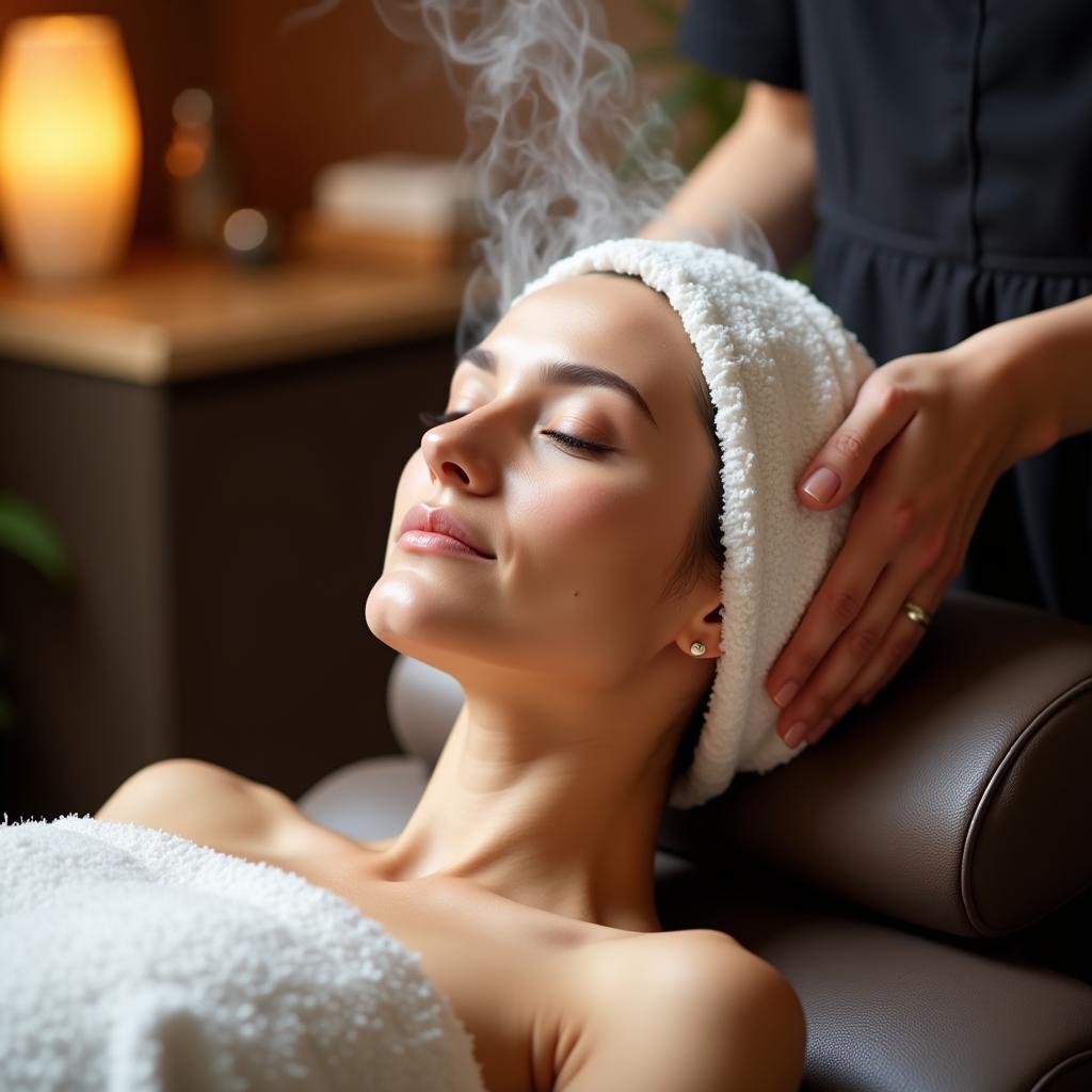 Woman receiving a luxurious hair spa treatment in Hyderabad