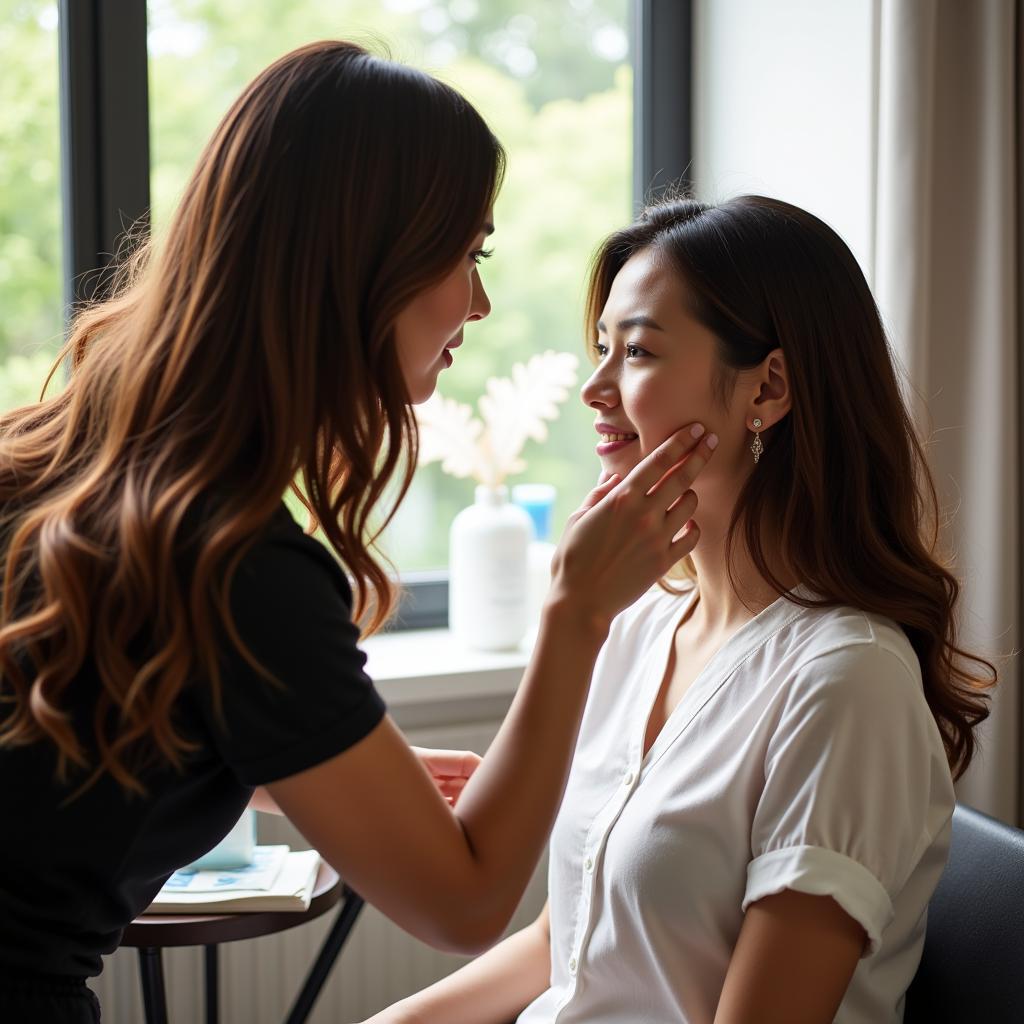 Hair Stylist Consulting with a Client