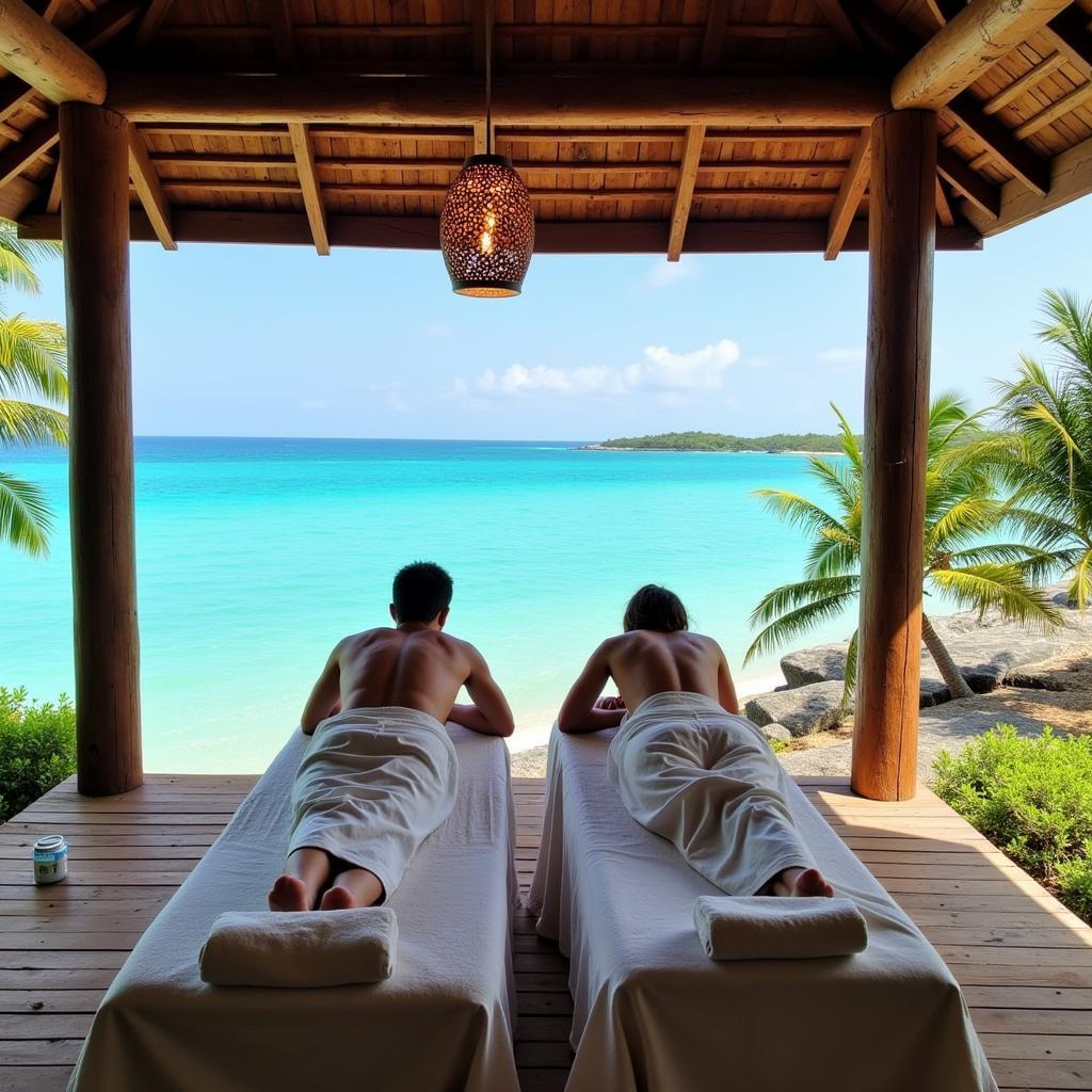 Couple enjoying a relaxing spa treatment in Havelock Island