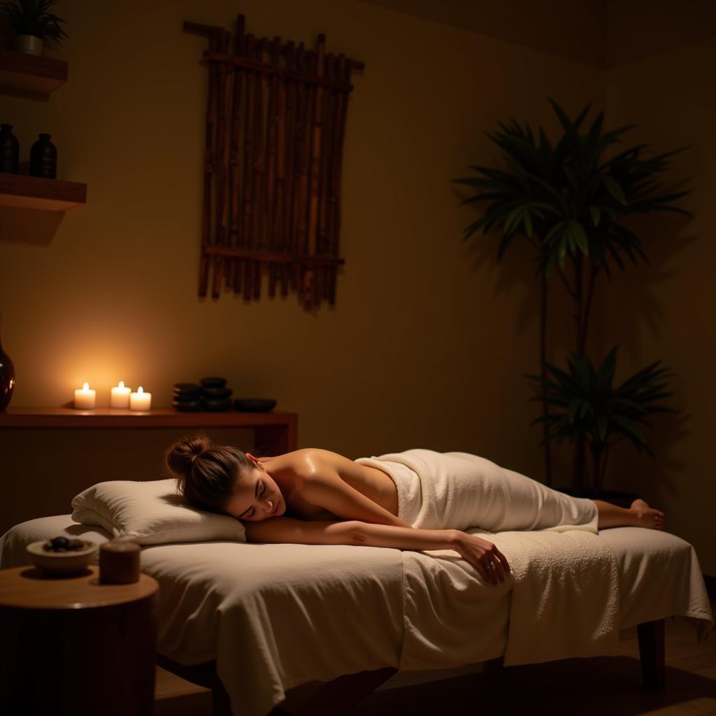 Woman enjoying a relaxing massage at a health mantra spa