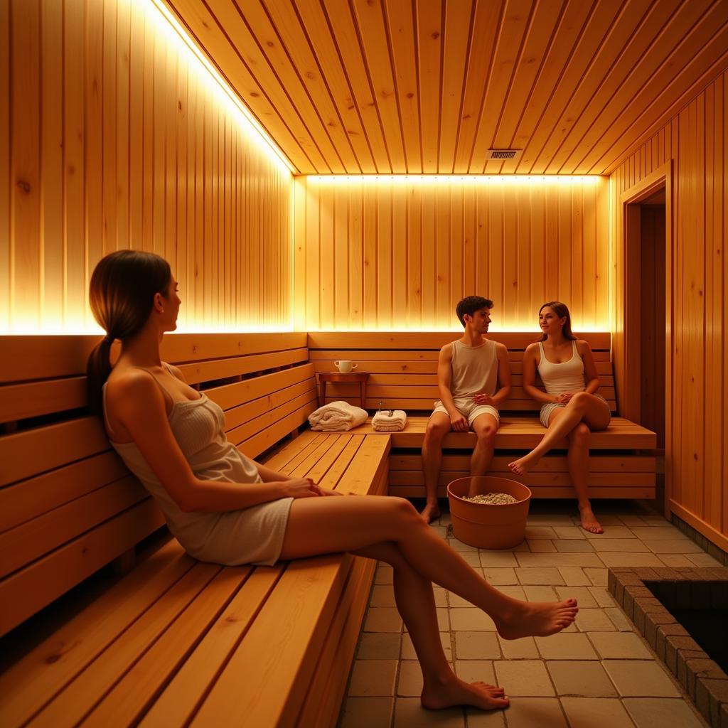 Relaxing in the Hotel Spa Sauna