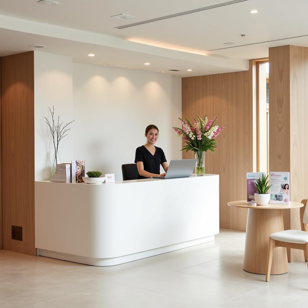 Modern and elegant reception area of an iris spa commercial space