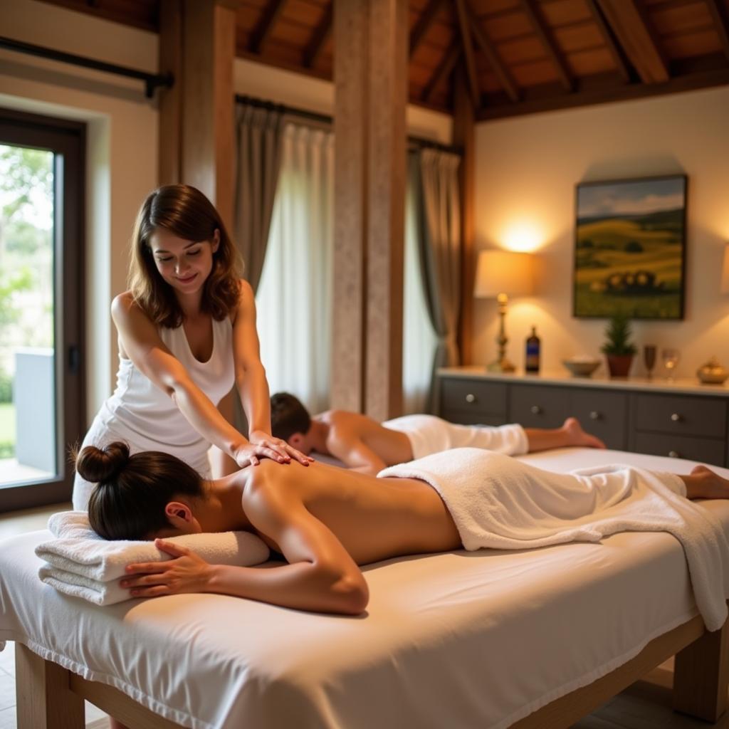 Couples enjoy a relaxing massage at Jalsa Beach Resort and Spa.