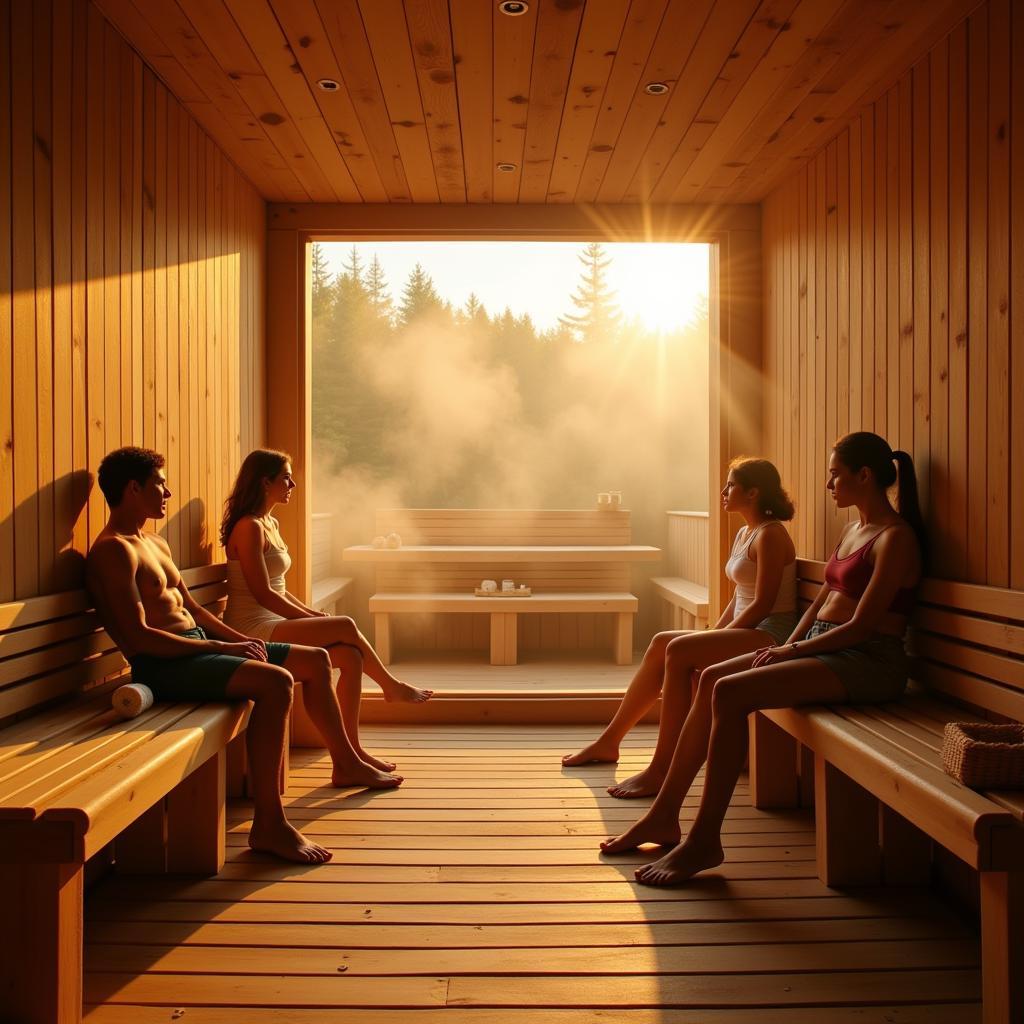 Relaxing in a Traditional Korean Sauna Room