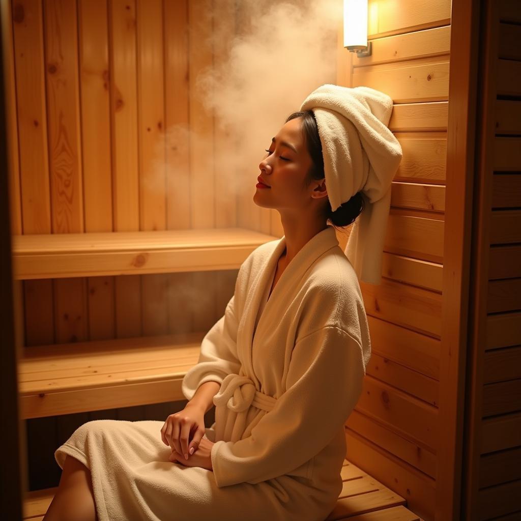 Relaxing in a Korean Spa Sauna for Stress Relief